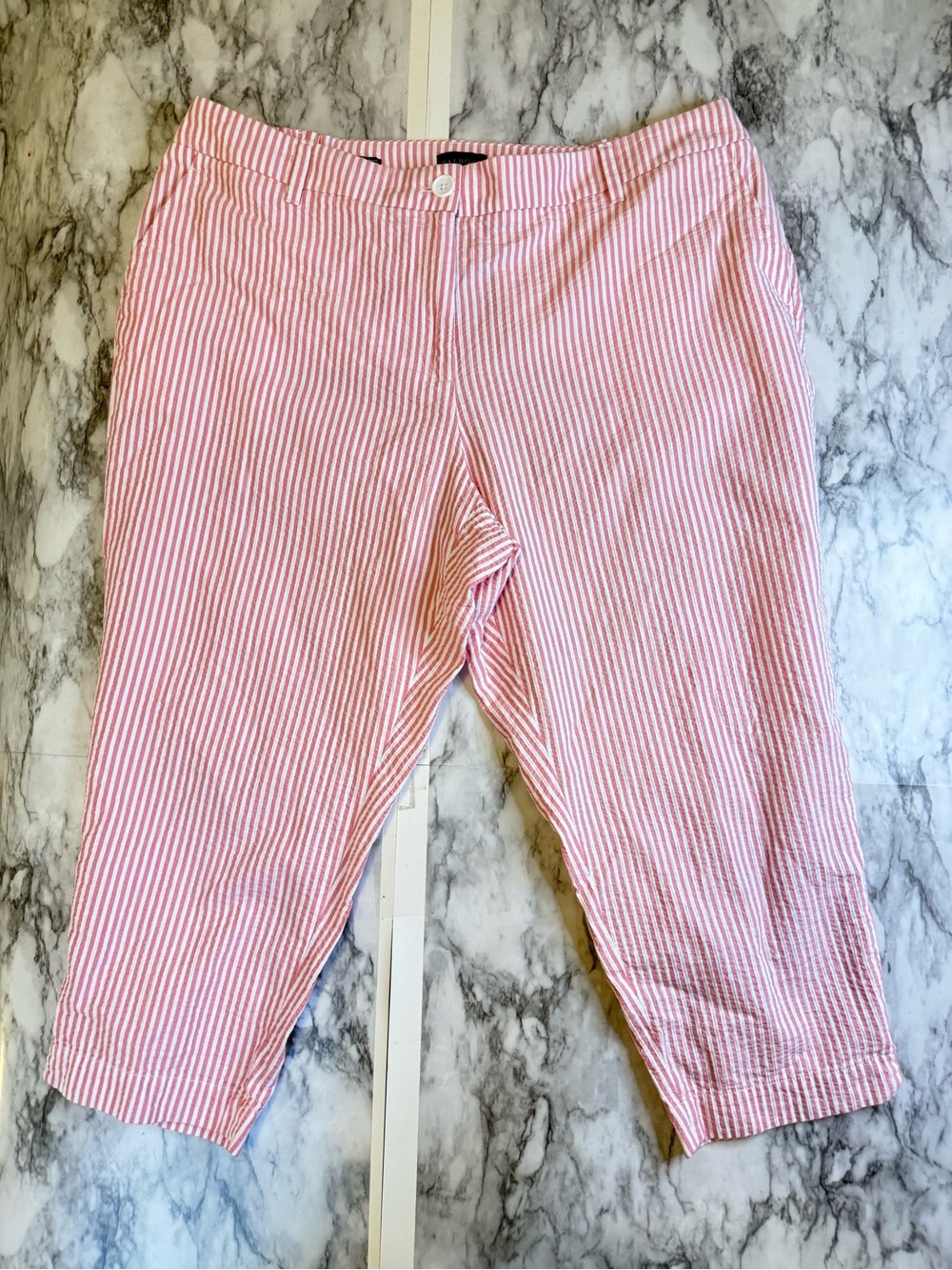 Talbots Pink & White Striped Capri Pants